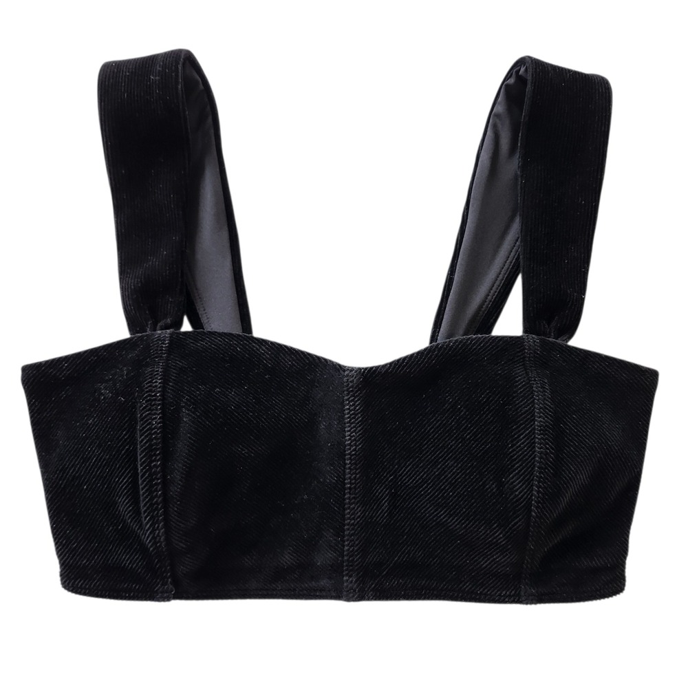 ALO Yoga Winter Break Micro Corduroy ribbed Sports Bra Black W9576R Womens XS - Picture 1 of 8